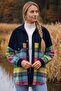Navy Blue Shirt with Collar and Cuffed Sleeves, Lumberjack Plaid Buttoned Casual Oversize Woven Shirt 68 62 - 3