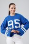 Number Detailed Spanish Sleeve Knitwear Crop Sweater