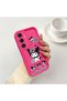 Samsung Galaxy S24 Plus Compatible Pink Red Silicone Case Shockproof Camera Protection Kuromi Bow Pattern - 2