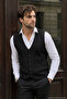 Men's Buttoned Black Vest Cotton Knitwear Without Pockets Rice Pattern Steel Knit Classic Fit - 5410Ls - 3