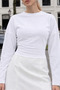 Women's Casual Wear White Crop Long Sleeve Blouse - 5