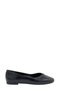 Black Leather Round Toe Women's Ballerinas (048 260411)