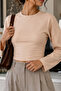 Beige Crew Neck Basic Women's Top - 5