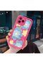 iPhone 13 Pro Compatible Pink Red Silicone Case Shockproof Camera Protection Floral Pattern - 3
