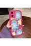 Samsung Galaxy A06 4G/5G Compatible Pink Red Silicone Case Shockproof Camera Protection Flower Pattern