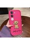 Vivo Y31/Y21D Compatible Pink Red Silicone Case Shockproof Camera Protection Heartbeat and Dog Pattern