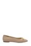 Beige Leather Buckle Pointed Toe Women's Ballerinas (048 260373)