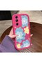 Samsung Galaxy A14 4G/5G Compatible Pink Red Silicone Case Shockproof Camera Protection Flower Pattern