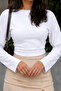 White Off-Shoulder Fitted Basic Crop Top - 5