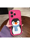 Tecno Spark 40 Compatible Pink Red Silicone Case Shockproof Camera Protection Penguin Pattern