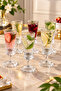 Set of 6 Crystal Glass Coffee Side Glasses with Crystal Glass Legs, Flute Model, 50ml - 2