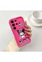 Samsung Galaxy S23 Ultra Compatible Pink Red Silicone Case Shockproof Camera Protection Kuromi Bow Pattern - 2