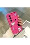 Realme C65 4g Compatible Pink Red Silicone Case Shockproof Camera Protection Cat and Star Pattern - 4