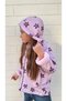 Girl's Floral Patterned Hooded Zippered Plush Raincoat - 4