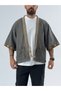 Wicker Detailed Design Black and White Men's Kimono Coc3447