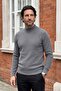 Men's Half Fishbone Sweater Knitwear Embossed Knit Solid Color Classic Fit - 5240B - 3