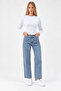 White Crew Neck Long Sleeve Crop Blouse - 2