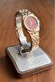 Calia Gold Cord Claret Red Stone Dial Women's Wristwatch