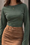 Khaki Slim Fit Long Sleeve Crop Blouse - 5