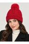 Women's Pompom Beanie, Knitted Patterned Folded Winter Beanie, Trendy Pompom Pinterest Beanie