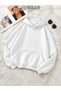 White Basic 3 Thread Hooded Sweatshirt Oversize Winter 100% Cotton