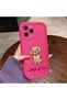 iPhone 12 Pro Max Compatible Pink Red Silicone Case Shockproof Camera Protection Heartbeat and Dog Pattern