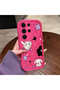 Samsung Galaxy S23 Ultra Compatible Pink Red Silicone Case Shockproof Camera Protection Cat and Star Pattern