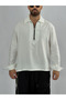 Zippered White Men's Shirt Coc3461 - 2