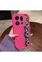 Oppo Find X9 Pro Compatible Pink Red Silicone Case Shockproof Camera Protection Dotted Lace Pattern