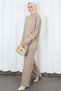 Half Turtleneck Collar Detailed Knitwear Suit with Trousers Mink Hnt2811 - 3