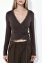 Double-Breasted Lace Detailed Crop Soft Knitted Blouse - 5