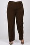 29021 Large Size Buttoned Waist Full Length Lycra Trousers - Brown