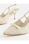 Women Ivory Textured Pointed Toe Slingback Heels - 3