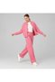 Pink Zippered Jacket and Pipe-Leg Sweatpants Set, Stand-Up Collar, Two-Piece Combination, Comfortable Fit - 2