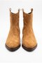 Women's Pointed Toe Block Heeled Zippered Cowboy Western Ankle Boots - Lavia - Taba Suede - 3