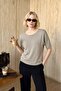 Women's Crew Neck Loose Fit Half Sleeve Knit Sweater - 3