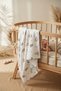 Blue Safari Patterned Cotton Muslin Baby Blanket with Piping and Embroidered Edges 90*90 cm - 2