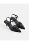 Girls Black Mesh Ankle Wrap Heels - 2