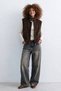 Women's collar buckle detailed vest - bitter brown - 2
