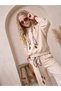 Girl's Hooded Wide-Leg Sweatpants Set with Scarf and Bead Detail - 3