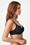 Black Padded Honeycomb Textured Underwire Bra - 2