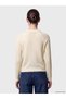Ecru Polo Collar Openwork Women's Knitwear Cardigan - 4