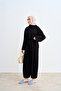 Women's Stitching Detail Pleated Shalwar Knitted Suit Black - 2