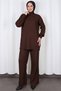 Half Turtleneck Sleeve Detailed Knitwear Suit with Trousers Brown Hnt2811 - 2