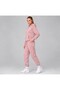 Powder Pink Hooded Oversize Two-Piece Tracksuit Set with Kangaroo Pocket Relaxed Fit Casual Sportswear - 2