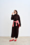 Women's Stitching Detail Pleated Shalwar Knitted Suit Brown - 2