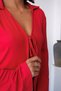 Women's red polo collar front tie long spanish sleeve blouse - 4