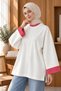 Striped Cuff Detailed Oversize Sweatshirt Tunic - 3
