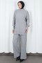 Half Turtleneck Sweater with Sleeve Detail and Trousers Knitwear Set Gray Hnt2811 - 5