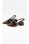 Brown Pointed Toe Buckle Open Back Short Heeled 3-cm Patent Leather Women's Shoes-New Model - 4